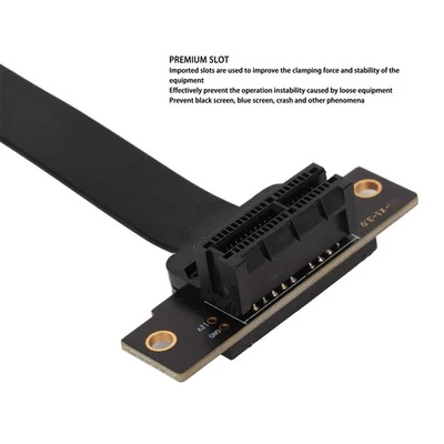 PCIE 3.0 1X Extension Cable Dual 90 Degree Right Angle PCIE 3.0 1X Riser Card - Image 1 of 4