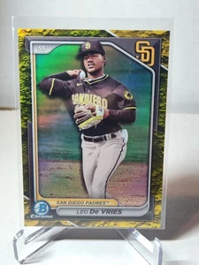 2024 Bowman Chrome Draft #BDC116 Leo De Vries refractor lunar amarillo/75 - Imagen 1 de 3