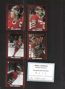 JUEGO DE 5 TARJETAS ERIC LINDROS OSHAWA GENERALS 1989-90 NUMERADO INDIVIDUALMENTE - Imagen 1 de 1