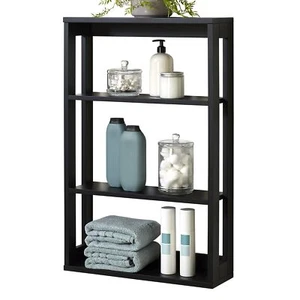 Zenna Home Wall Shelf, Black 4-Tier Organizer Space-Saving Wall-Mounted Storage - Picture 1 of 8