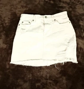 GAP White Denim Jean Cut Off Skirt Frey Hem Adult Size 24 White Womens - Picture 1 of 10