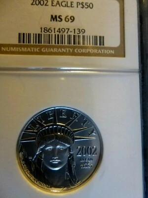 2002 EAGLE 1/2 OUNCE CERTIFIED PLATINUM GRADED MS 69 BY NGC - Image 1 of 2
