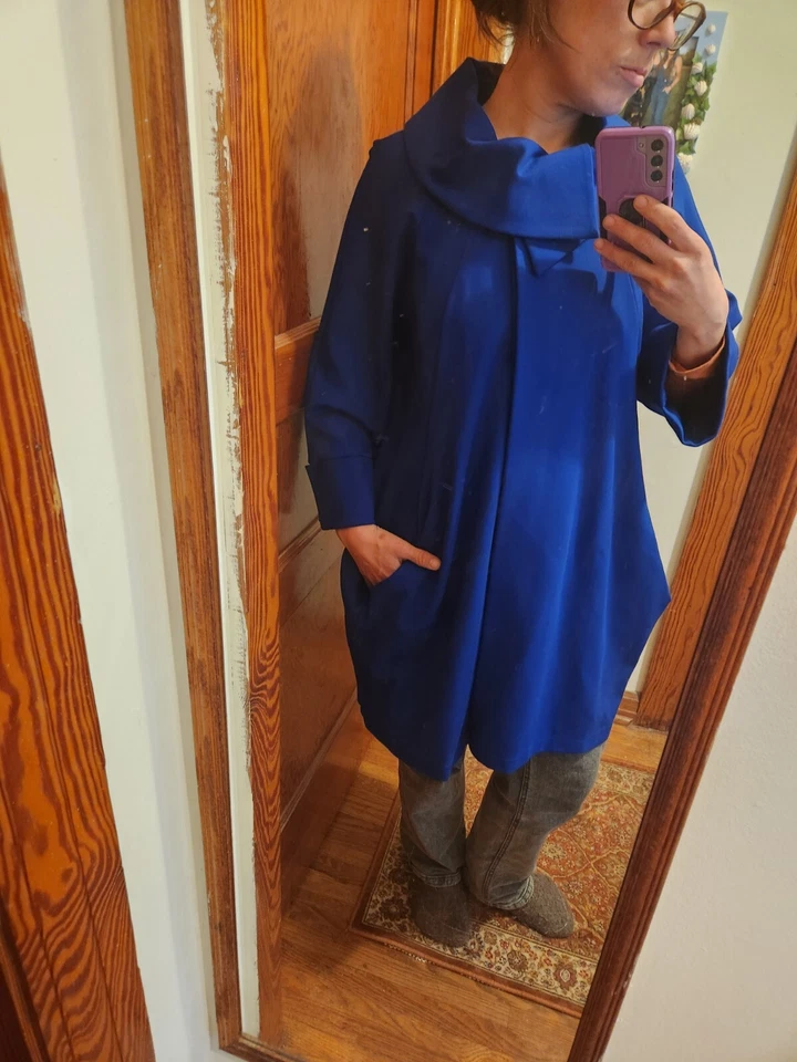 Abrigo Joseph Ribkoff Clásico Cocoon Estilo 153302TT Talla 10/L Azul Medianoche Foto 1 de 4