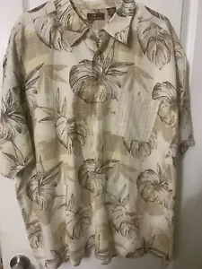 Cafe' Luna Men's Ivory Leaves Button Down Shirt w/Collar Pocket Size 2X - Picture 1 of 3