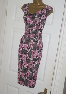 Phase Eight rose floral print stretchy pencil wiggle evening party dress size 16 - Picture 1 of 4