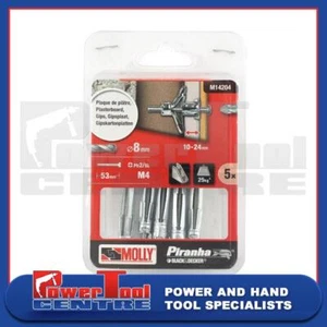 Black & Decker 5 Pack Molly M14204 Plasterboard Cavity Wall Fixings M4 10-24mm - Picture 1 of 1