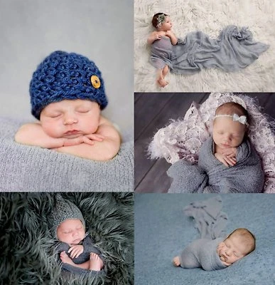 Gray Stretch Newborn Baby Wraps Photography Props Baby Cocoon Wrap Photo Blanket - image 1 of 4
