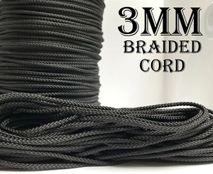 Black 3mm Strong Braided Drawstring Cord Crochet Tying Trimmings Craft  - Picture 1 of 1