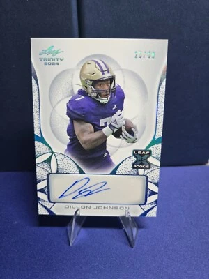 2024 Leaf Trinity Football DILLON JOHNSON RC Blue AUTO #25/49 UW Huskies BA-DJ1 - Image 1 of 4