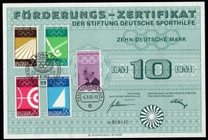 Germany 1969 - Certificate Sport Aid Olympic Committee - Munchen 1972 - Picture 1 of 2