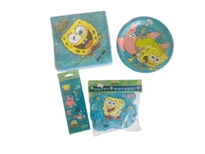 Y2K VTG Sponge Bob Ephemera Collection Paper Plates Stickers Napkins Banner - Picture 1 of 11