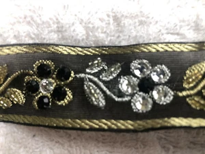 1" ORGANZA BESTICKT PERLEN NÄHEN BORTE - 9,5 Yards  - Bild 1 von 2