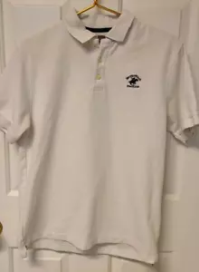Beverly Hills Polo Club Herren Medium weiß gesticktes Logo Baumwolle Poloshirt - Bild 1 von 8
