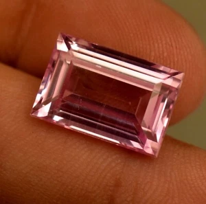 Lab Grown Pink Morganite Gemstone Baguette Cut 10.05Ct Certified Loose Gemstone - Picture 1 of 5