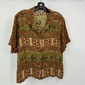 Vintage Stonebridge Damen Hemd mit Knopfleiste Größe XL Safari Tiere Kurzarm - Bild 1 von 6