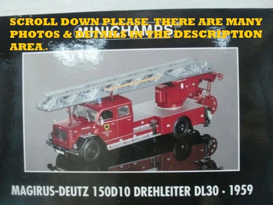 WOW EXTREMELY RARE Magirus 150D10 Ladder DL30 Fire Aachen 1959 1:43 Minichamps - Image 1 of 1