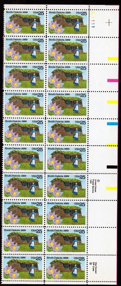 Scott #2416 South Dakota Plate Block of 20 Stamps - MNH UR - Image 1 of 1