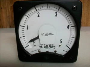 WESTINGHOUSE 4 1/2" X 4 1/2" 0-5 A . Dc. PANEL BOARD METER - Picture 1 of 5