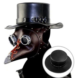 Plague Doctor Leather Halloween Custume Hat Black Steampunk Party - Picture 1 of 6