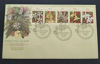1994 Christmas Island Orchids PhilaKorea Stamps Exhibition 5v Stamps FDC - Image 1 of 4