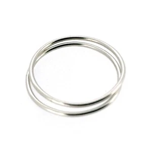 1mm Sterling Silver Skinny Round band Stacking Ring UK Size Set of 2 - Picture 1 of 1