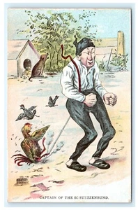 Captain of the Schuetzenbund Odd German Postcard Man Farting on Chicken A15 - Picture 1 of 2