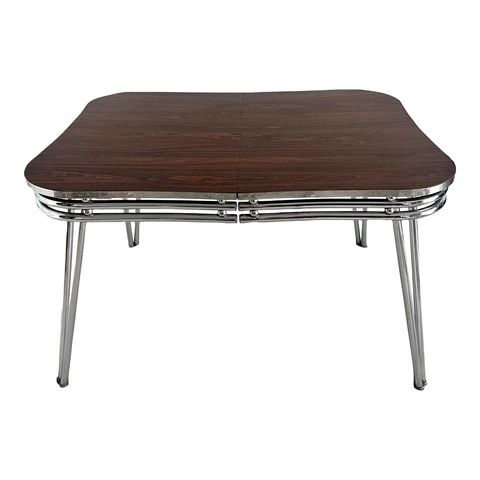 Vintage 1950's Spartan MCM Kitchen Dinette Formica Table With Leaf in Chrome Cover