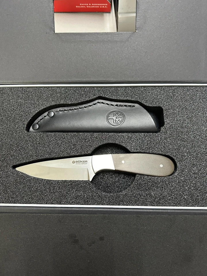 Cuchillo de oliva Boker Rocky Ridge Hunter + funda de cuero cuchillo de hoja fija de 3,74 pulgadas Foto 1 de 1
