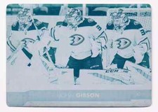 2017-18 UPPER DECK PRINTING PLATE JOHN GIBSON CYAN 1/1 ANAHEIM DUCKS #252