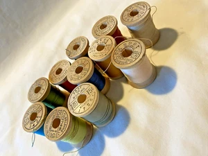 Vintage Belding Corticelli Wood Spools with Thread (11) marked 15 cents - Picture 1 of 5