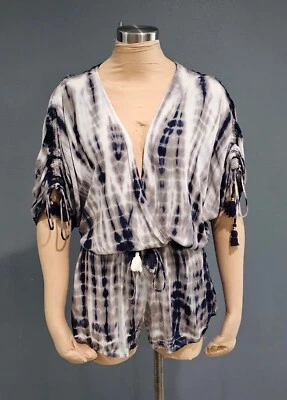 YOUNG FABULOUS & BREAK YFB Azul Gris Tie Dye Pantalones Cortos Mono Mameluco XS Foto 1 de 4