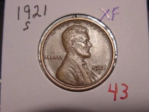 1921-S LINCOLN CENT XF NICE POPULAR DATE FREE SHIPPING - Picture 1 of 2