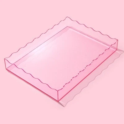 Large Light Pink Acrylic Rectangle Tray - Coffee Table Tray, Housewarming Gift - Image 1 of 3