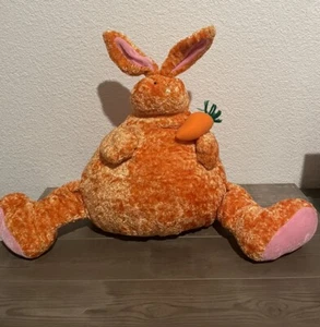 Orange Hase Kaninchen hält Karotte fetten großen Bauch Bauch 12 Zoll Stofftier Plüsch Ostern - Bild 1 von 10