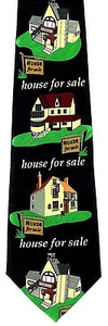 Houses For Sale Men's Neck Tie Real Estate Realtor Agent Gift Black Necktie - Picture 1 of 3