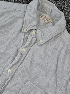Faherty Shirt Mens Medium Gray Short Sleeve Knit Seasons Organic Cotton Button - Picture 1 of 8