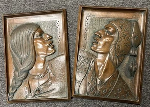 A. Franco Carved Wood Plaques Pair Bolivia Andean Ch’ullo Hat South America  - Picture 1 of 9