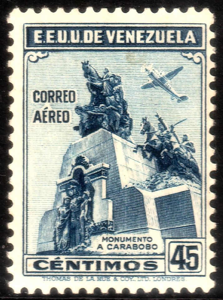 ✔️ VENEZUELA 1938 - MONUMENTOS CARABOBO - CORREO AÉREO - SC. C129 MH * Foto 1 de 1