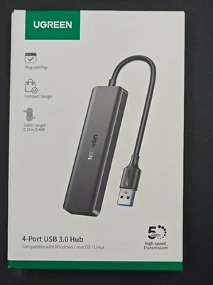 Ugreen 4 Puertos USB 3 Hub Divisor Escritorio PC Laptop Adaptador Cable de Expansión 5gbps - Imagen 1 de 2