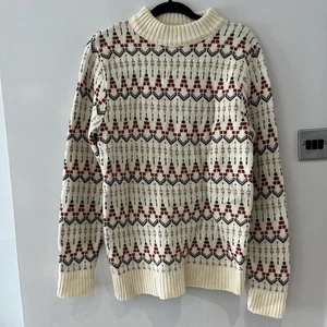 Vintage Thane Jumper Womens Small Cream Patterned Sweater Knitted - Picture 1 of 4
