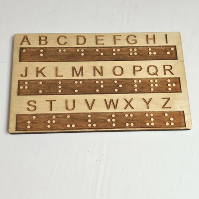 Wooden Braille Alphabet Learning Board Montessori Sensory Toy Educational Gift - Image 1 of 2