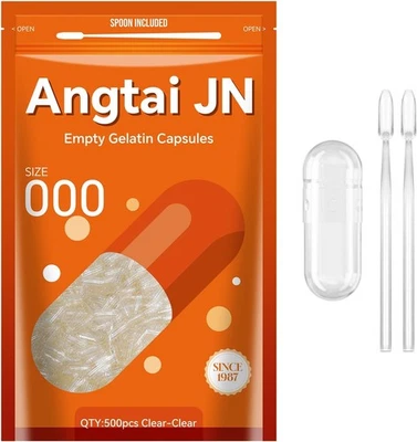 Empty Capsules Size 000 - Clear Gelatin Capsules Empty (500 Count) with Two Mir - Image 1 of 4