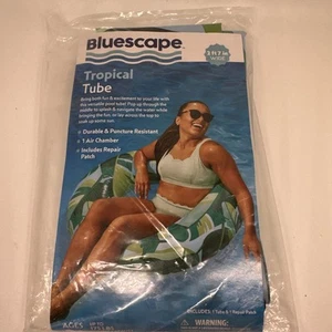 Tubo de natación inflable Bluescape azul y verde hojas tropicales piscina flotador 2’7” ancho - Imagen 1 de 8