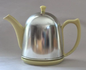 Lipton Hall China Teapot with Metal Tea Cozy Vintage 1940s Canary Yellow - Picture 1 of 15
