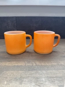 VTG Federal Heat Proof Orange Milk Glass D Handle Coffee Mugs Set of 2 USA - Picture 1 of 7
