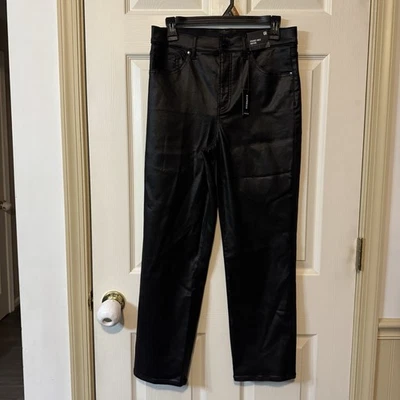 Pantalones Express para mujer de cuero sintético recubiertos de tiro alto al tobillo recto talla 6R nuevos con etiquetas Foto 1 de 4