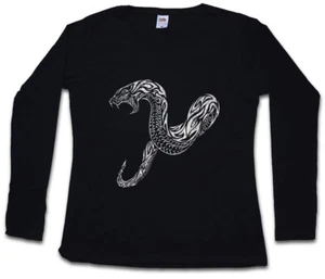 TRIBAL SNAKE DAMEN LANGARM T-SHIRT Tattoo Oldschool Flash Artist Studio - Picture 1 of 1