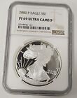 2000   P American Proof Silver Eagle One Dollar Coin Ngc Pf69 Ultra Cameo