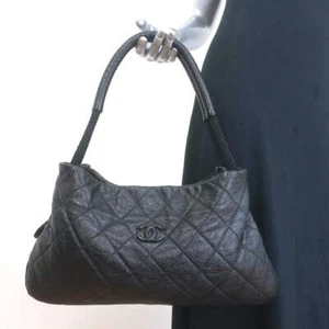 Chanel 2009 Yacht Expandable Zip Medium Hobo Bag Black Quilted Caviar Leather - Picture 1 of 14