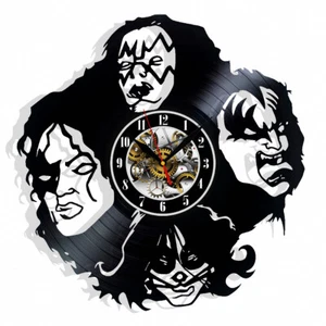 Kiss Rock Band Vinyl Wanduhr Geschenk Geburtstag Urlaub Kunst Zuhause Zimmer Dekor Design - Bild 1 von 5